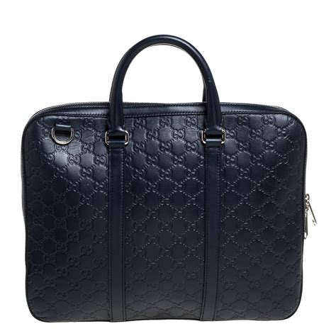 gucci navy blue brief case laptop case|Gucci heritage briefcase.